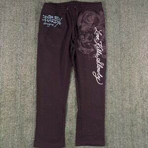 Ed Hardy Mens Crawling Tiger Double Sided Sweatpants Love Kills Slowly Black XL